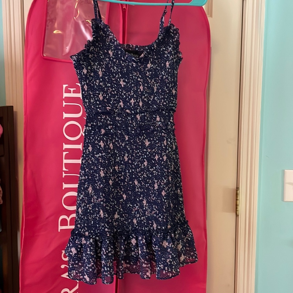 Navy and purple floral summer dress - bodycon